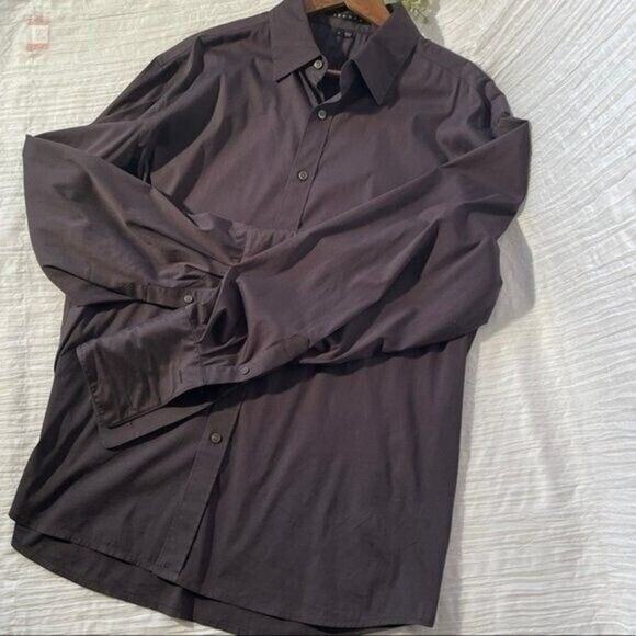 Theory Patrick Men’s Long Sleeve Button Down Dress Shirt Dark Grey Size Large - Picture 3 of 8